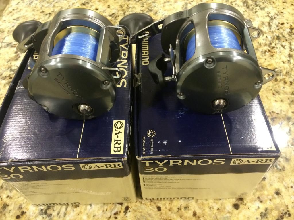 FS 2 Shimano Tyrnos 30 single speed reels BASS BARN